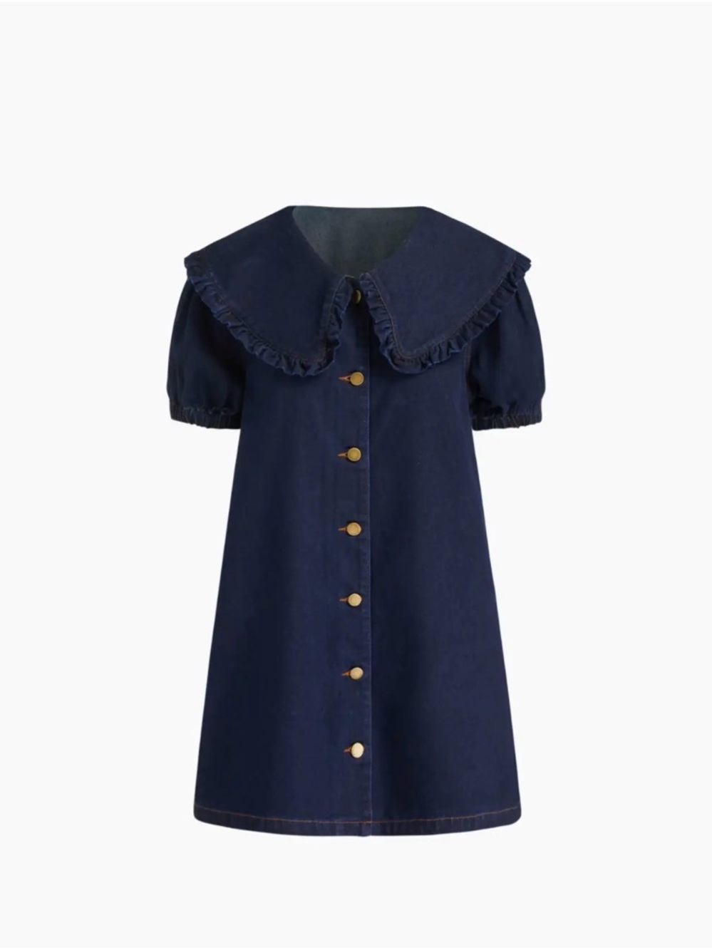 Cider Peter Pan Collar Denim Mini Dress Upcycled Thanksgiving Patches Size M - Picture 4 of 16